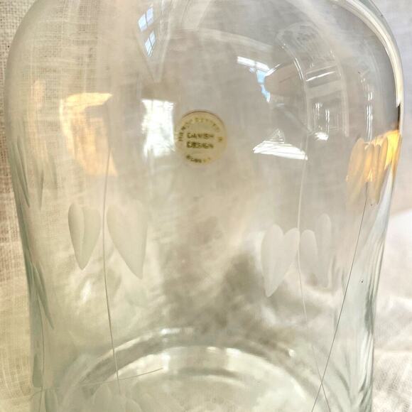 Vintage Romanian Handcrafted Etched Glass Decanter – Danish Design, Heart Motif - Picture 5 of 11